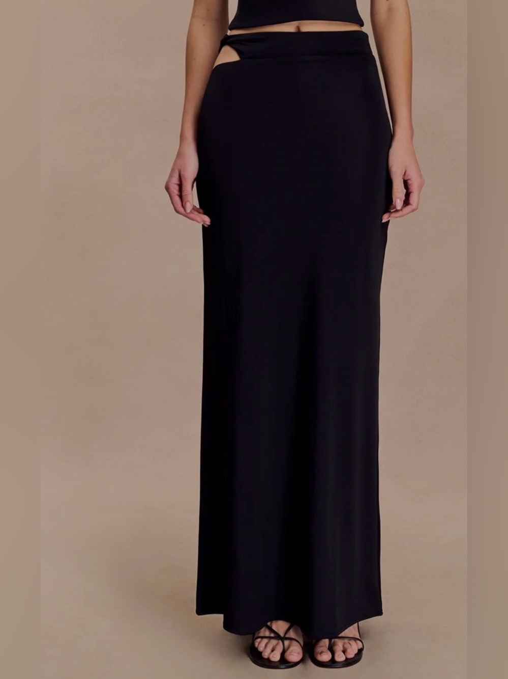 🆕 Meshki Slinky Black Maxi Skirt